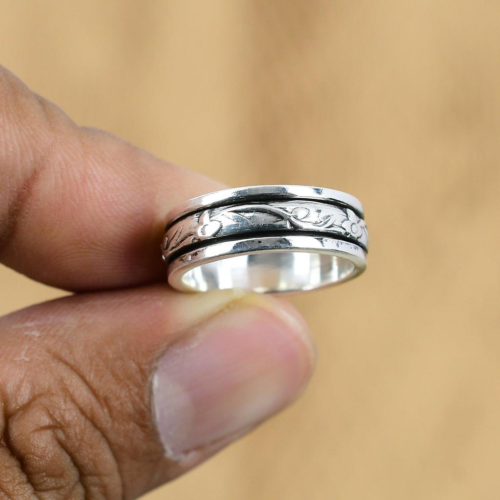 Натуральное кольцо-спиннер без камней, размер 5,75, ювелирное изделие из стерлингового серебра 925 пробы