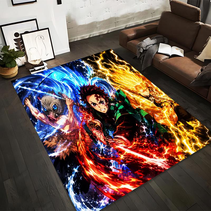 Demon Slayer printed anti-slip rug, perfect for living room and bedroom sofas