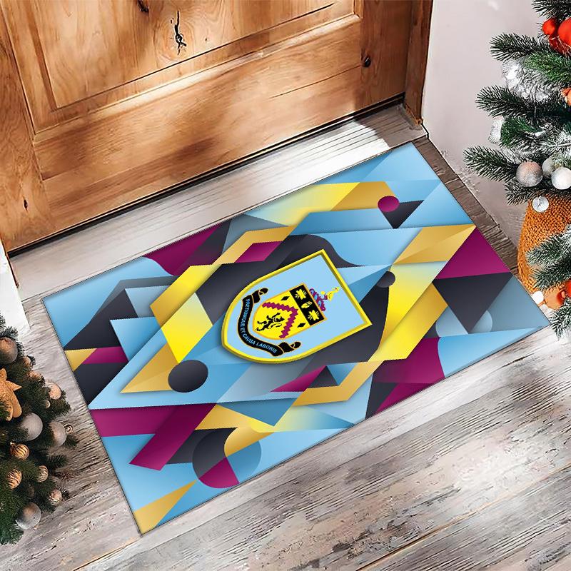 Burnley Football Print Crystal Velvet Rug, Comfortable Water Absorbent Non Slip Indoor Floor Carpet