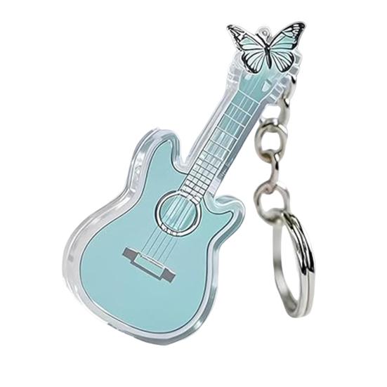 1/5 шт. Розовый брелок для ключей в виде гитары, 2D мини-подвеска в виде гитары, брелок для ключей, символ музыкальной мечты, кулон для сумки/кошелька, декор для салона автомобиля