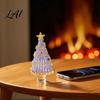 Interior Design Accent Hand Blown Glass Christmas Tree Figurine with Golen Star Festive Desk Decoration Mini Xmas Ornament Handmade Desktop Holiday