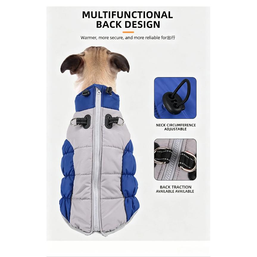 Windproof and Warm Dog Coat Comfortable and Soft Dog Jacket Cold and Wind-resistant Down-like Cotton-padded Dog Apparel