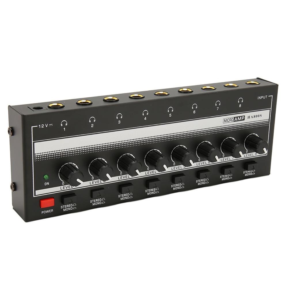 6.35mm HA800S Headphone Amplifier 8-Channel Channel Line Mixer Studio Recording