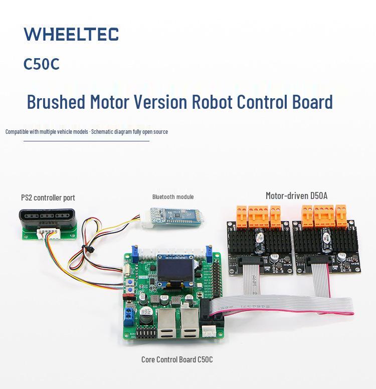 C50C ROS Robot Control Board: Integrated Drive-Control, Brushed Motor, Four-Wheel Drive AGV Chassis for Unmanned Robotics.