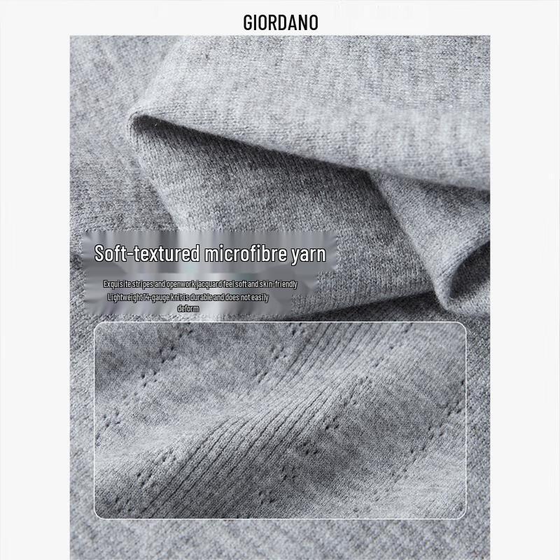 Giordano Women's Double-Sided Hollow Jacquard High-Neck Knit Top