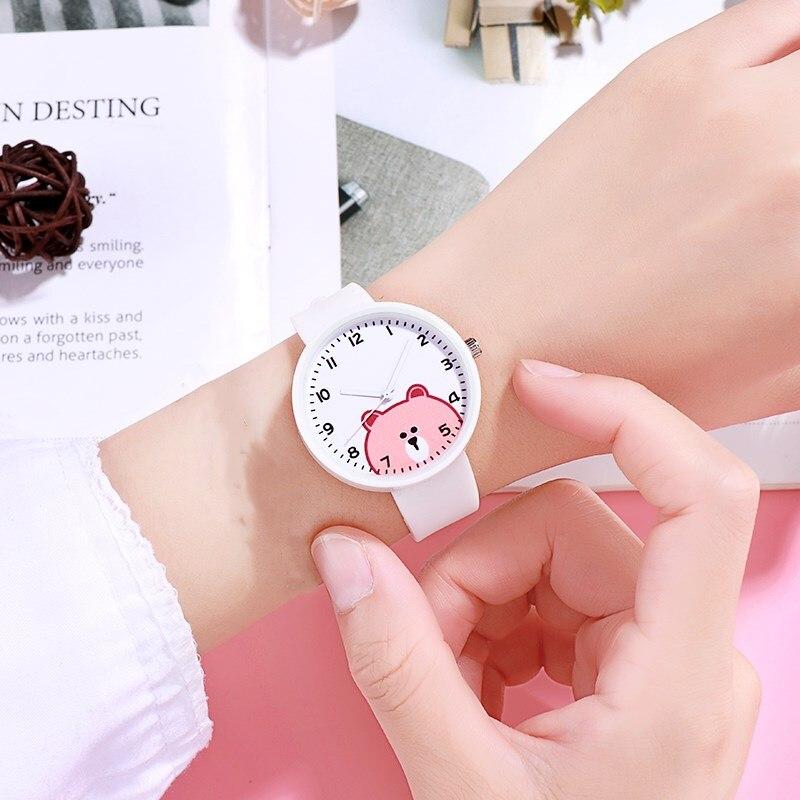 Kids Watches Boys Girls Cute Cartoon Bear Silicone Children"s Watch Women Ladies Quartz Wristwatches Gifts Clock