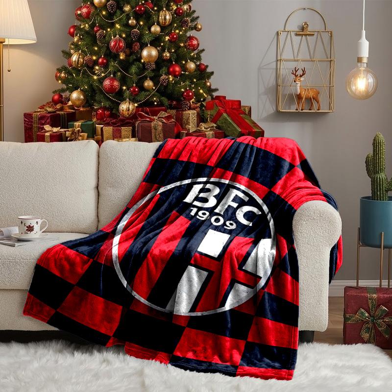 Football Bologna Blanket Lightweight Ideal Bedding Blanket Perfect for Travel, Camping, Living Rooms, Offices, Sofas, Fan Christmas gift