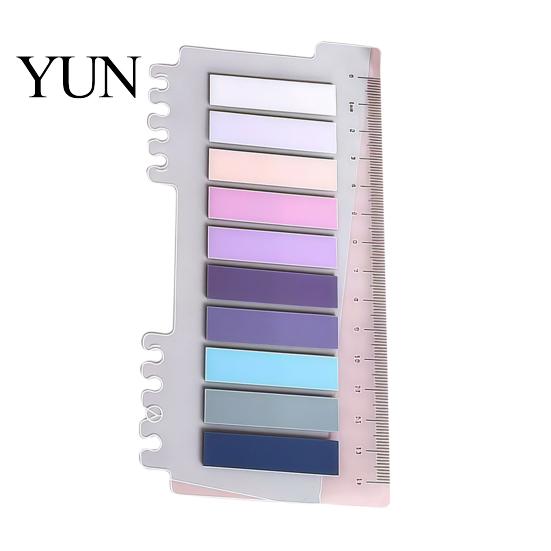 Book Annotation Tabs Index Sticker with Built-in Scale Ruler, Morandi Color Transparent Portable Ruler Set PET Page Markers, Compact Writable