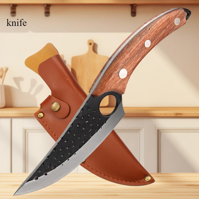 Sharp Chef Meat Cleaver Buther Boning Knife Stainless Steel Beef Knife Fish Fruit Wooden Handle Utility Knife Kitchen Knives