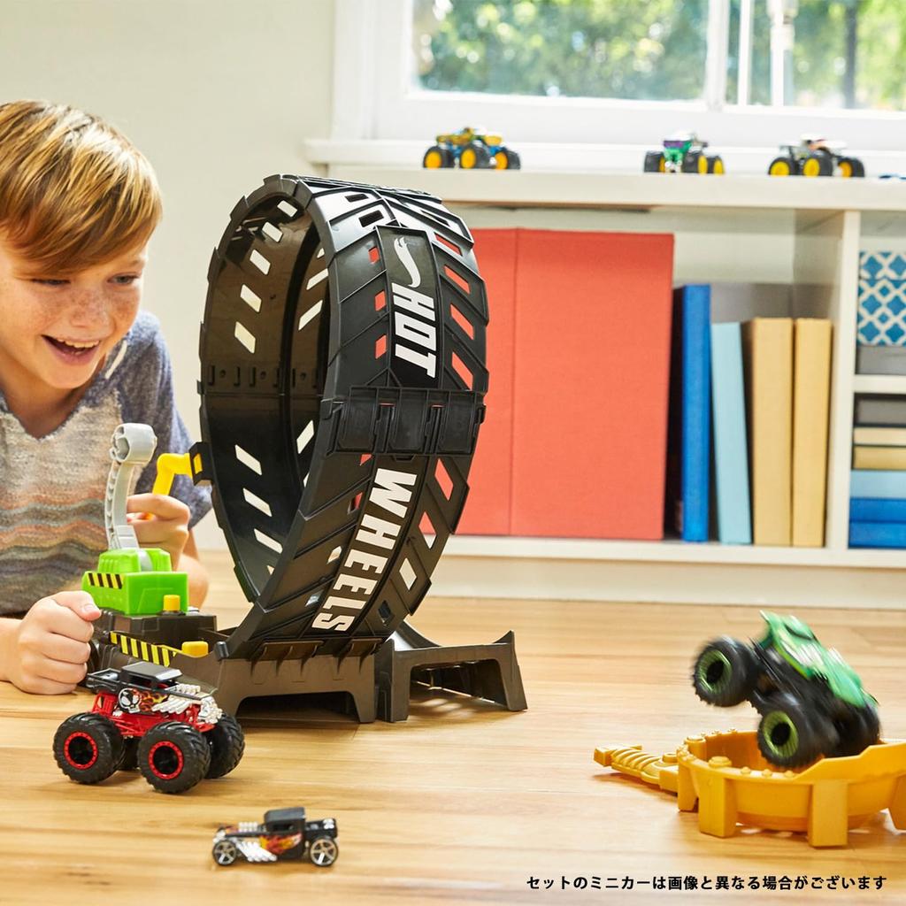 Hot Wheels Monster Truck Big Loop Challenge Play Set Car Play Monster Truck X Mini Car X Total of 8 Units Years Old and HGV15 [Mini Set] 4, 4, [4 Up]