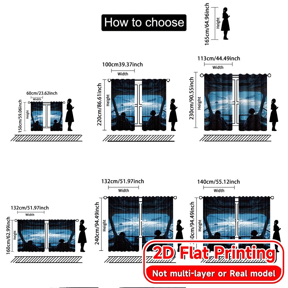 2D Flat Printing,2pcs Galactic Command Popular Print Curtains 100% Polyester Curtains Versatile All Ldeal for Bedroom, Living