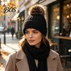 Winter Fashion Beanies Knitted Hat for Women, Cold Weather Fleece Lined with Pom Comfortable Head Gear Pom, Chunky Snow Hat, Soft Ribbed Knit