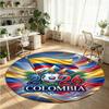 Colombia Football Printed Round Crystal Velvet Rug Soft Non Slip Floor Carpet For Bedroom Holiday Gift