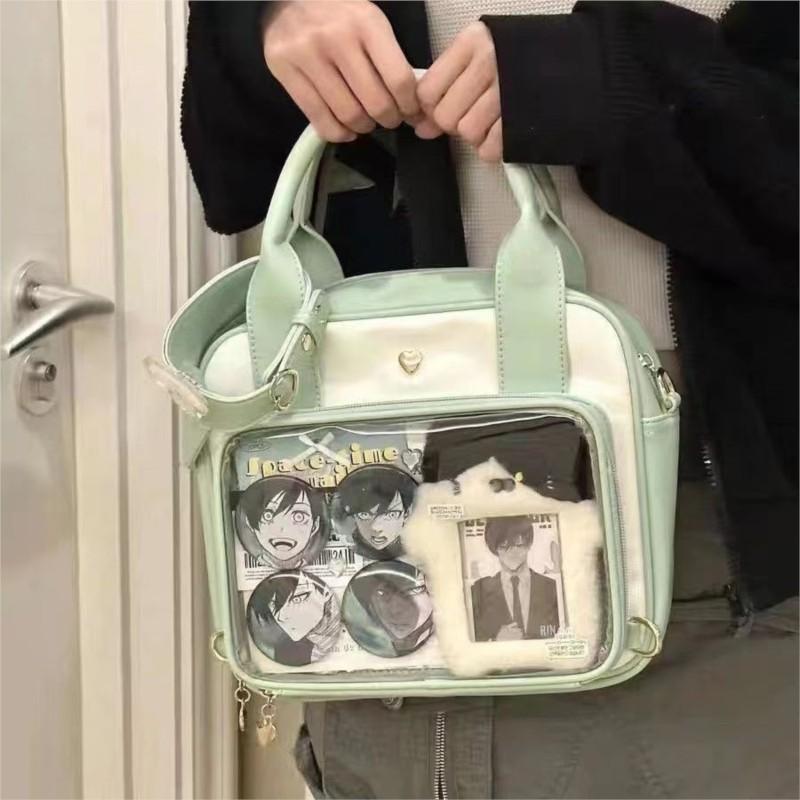 Sweet Cute Shoulder Bag Women Kawaii Japanese Clear Anime Ita Bag Ladies Leather  Leather Square Large Capacity Crossbody Bag