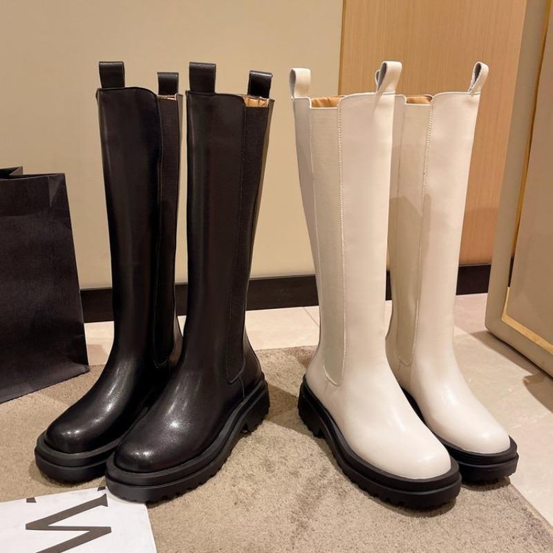Internet Celebrity Super Round Toe Boots, Thick Heeled Long Boots, Autumn and Winter New Style Sleeve High Top Boots