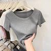 2025 Summer Simple Solid T Shirts Women’s O-neck Short-sleeve White T-shirt Casual Slim Elastic All-match Y2k Tops Women Clothes