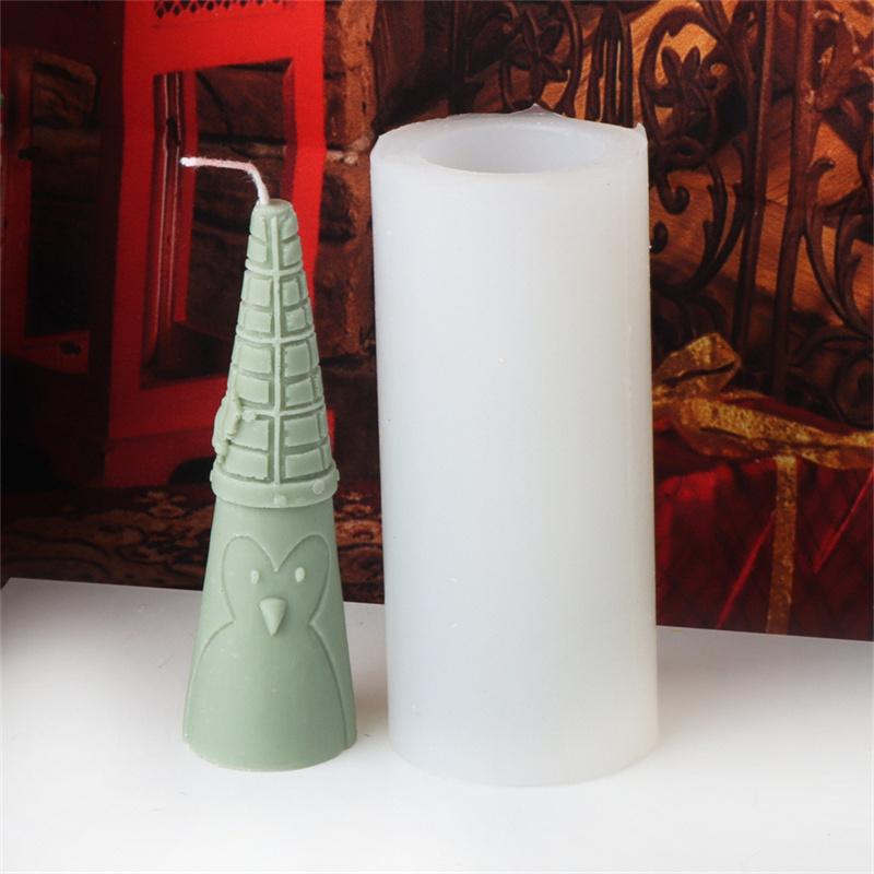 3D Santa Claus Relief Cylindrical Candle Silicone Mold Snowman Reindeer Christmas Tree Silicone Candle Molds Christmas Gift