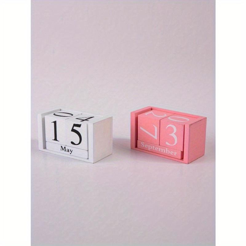 1pc Minimalist Pink & White Diy Wooden Calendar, Desktop Decorative Crafts For High-End Home Decoration Back To School, Back To School
