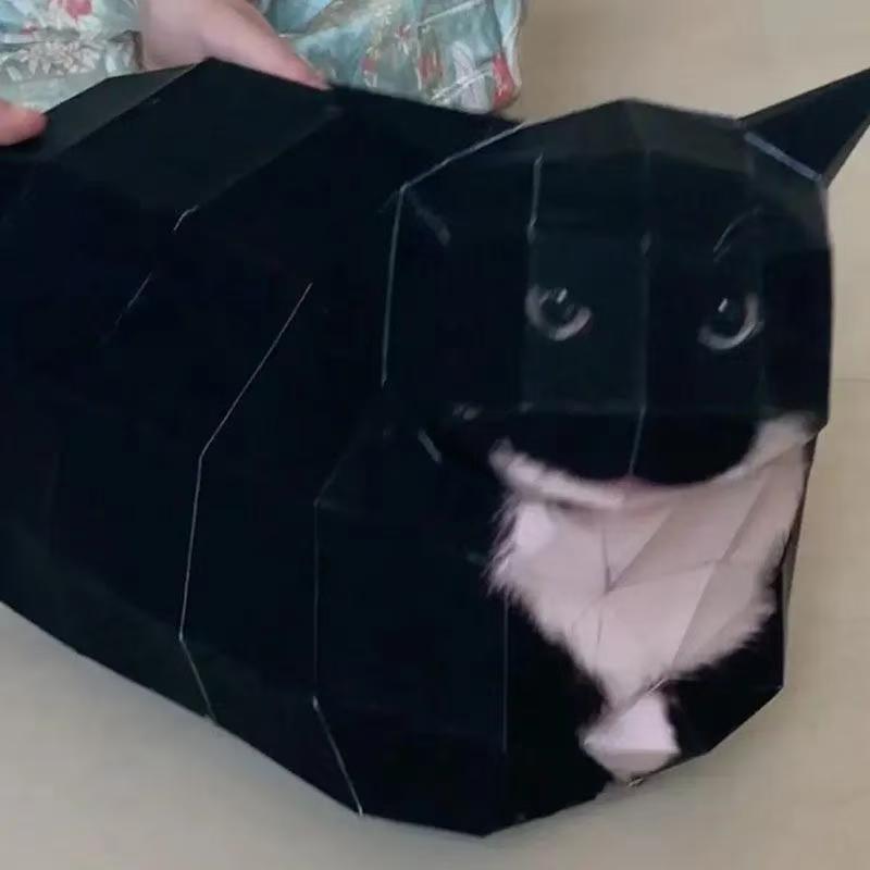 1 НАБОР бумажная модель кошки, кошка сомневается, 3D оригами кошки, вращающаяся кошка, подарки, милые украшения [пакет материалов для оригами] + ножницы + двусторонний скотч
