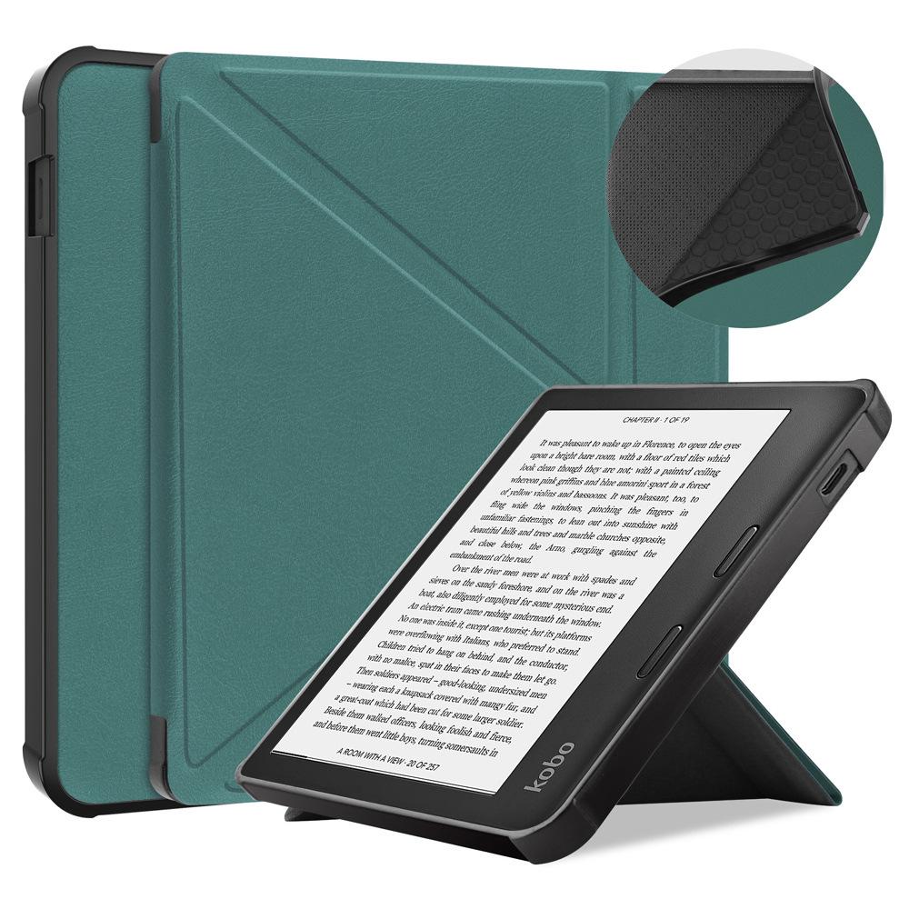 Защитный чехол-книжка из мягкого ТПУ и кожи для электронной книги Kobo Libra 2 (N418)