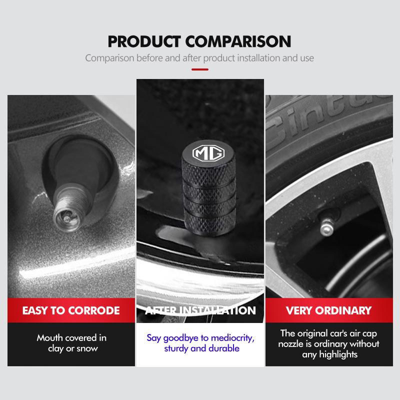 For MG 4PCS Car Wheel Tire Valve Cap Cover Airdust Waterproof HS ZS GS 3 5 6 7 Hector TF GT ZR qn2