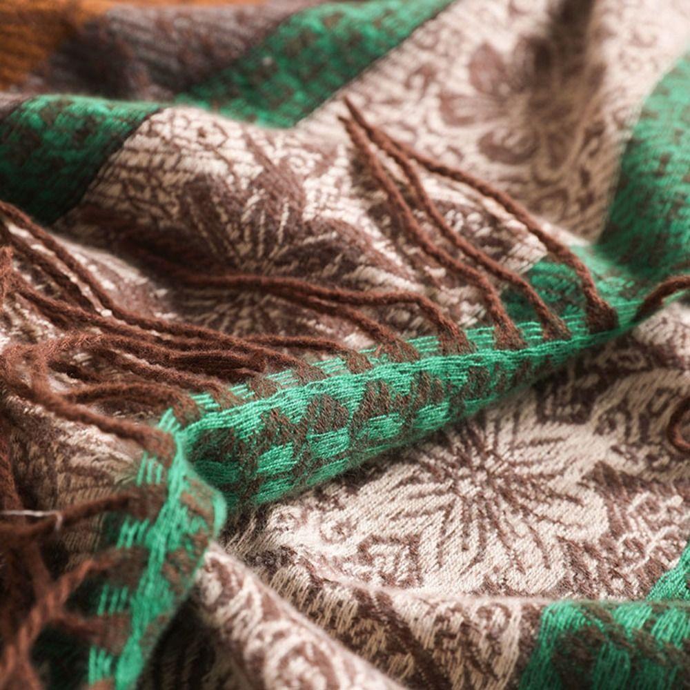 Autumn Winter Ethnic Style Shawl Imitation Cashmere Tassel Scarf Wraps Elegant Shawl Cape