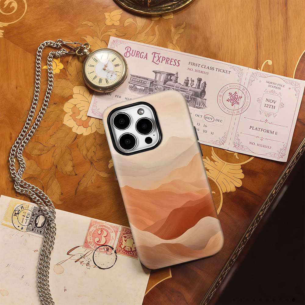 Peach Mountain Layers Phone Case for IPhone 17AIR 16E 16 15 14 13 12 11 17 Pro Max Plus Double-layer Back Cover