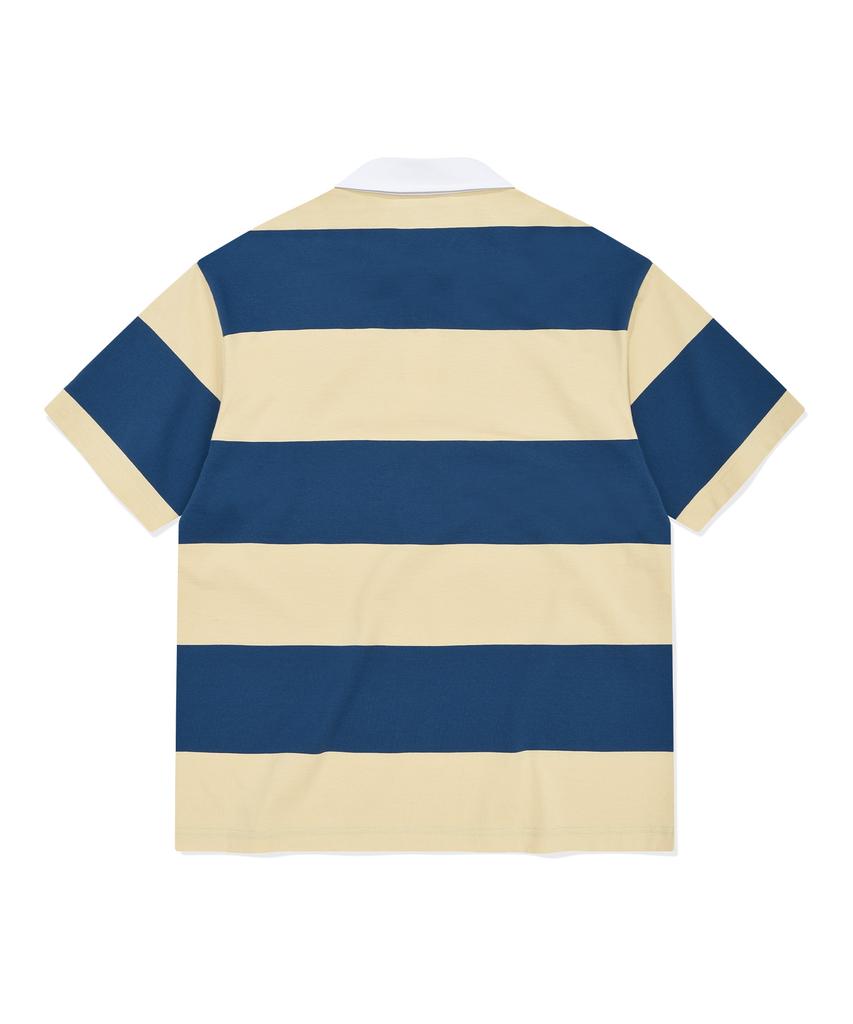 COVERNAT Striped Rugby Collared T-Shirt Yellow