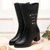 Fashion Winter New Fashion High Heel Side Zipper Black Versatile Fashion Boots for Women External Wear Comfort Anti-slip Mid-calf Boots