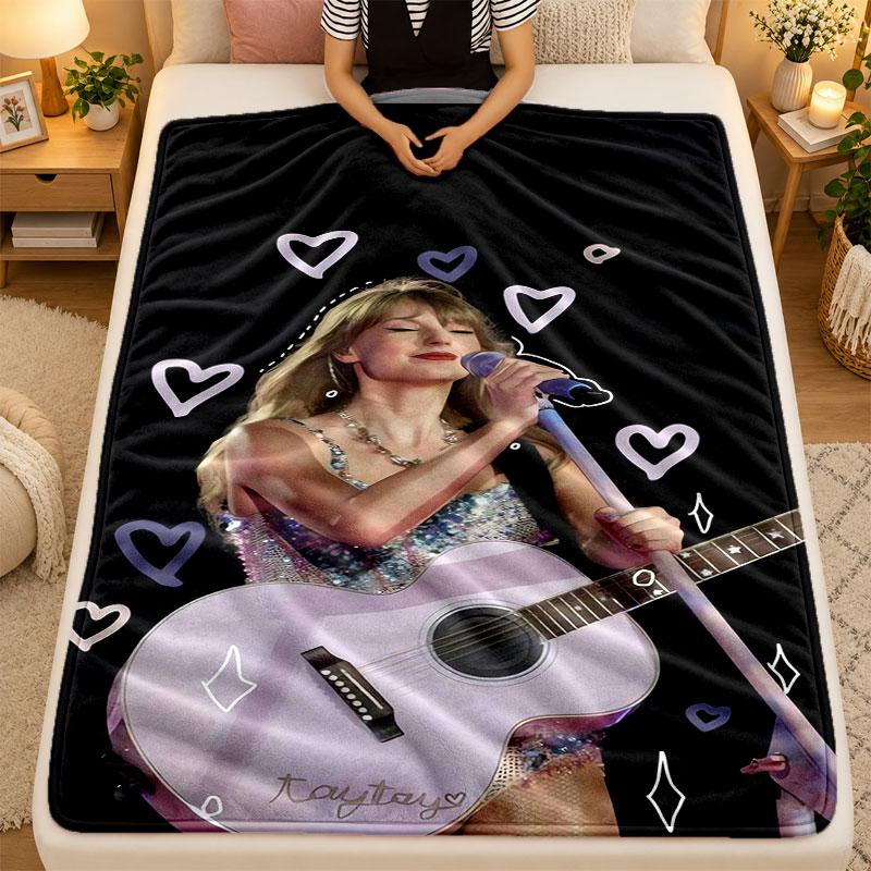 Flannel BlanketTaylor Swift Warm Soft Throw Blanket for Indoor Sofa Bed Living Room Use