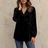 Women S Casual Fashion Velvet Long Sleeve V Neck Shirt