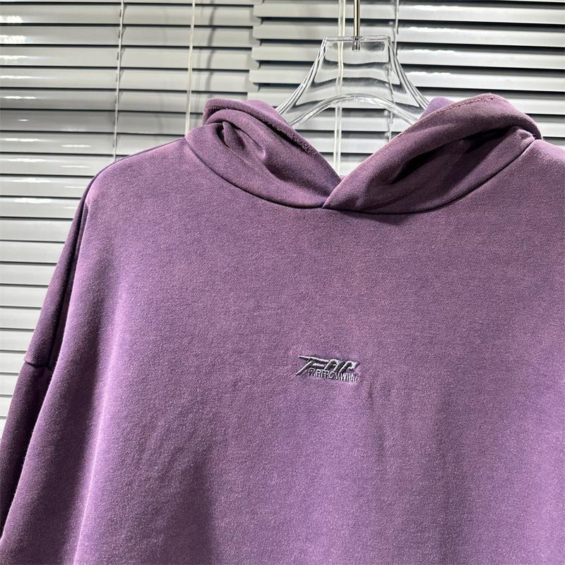 FAR ARCHIVE Mens Oversized Hoodie Vintage Wash Distressed Pullover Streetwear Casual Top