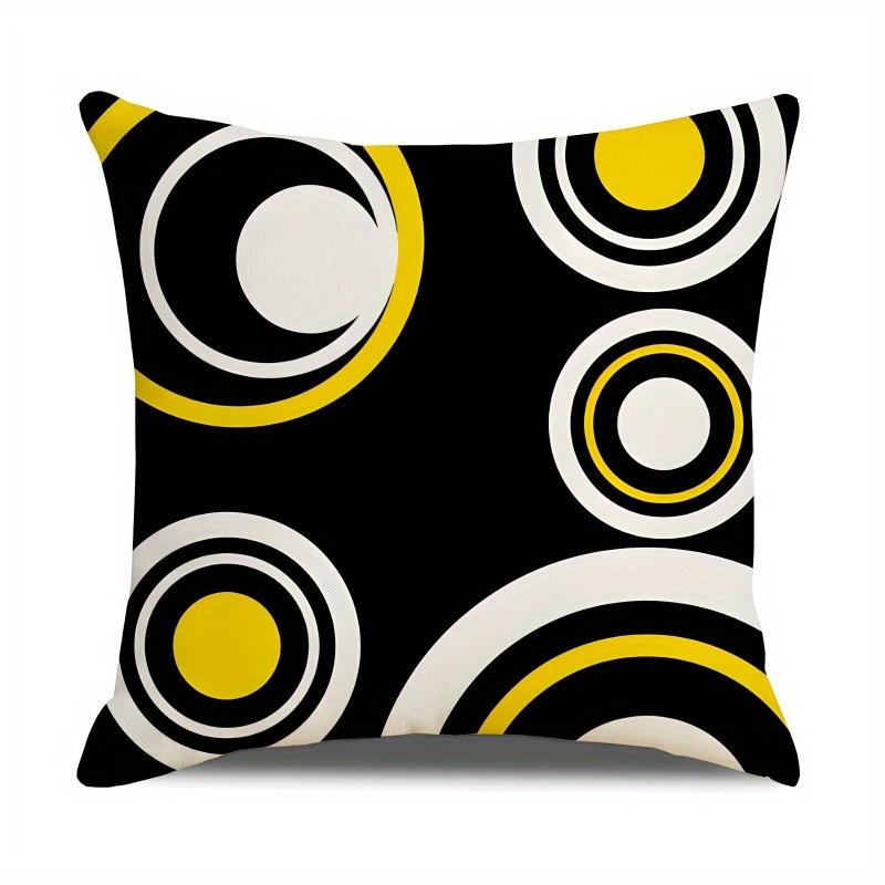 Yellow Black Geometric Design Digital Printing Pillow Cover Short Plush Suitable Living Rooms Bedrooms Sofas Throw Cushion Cover