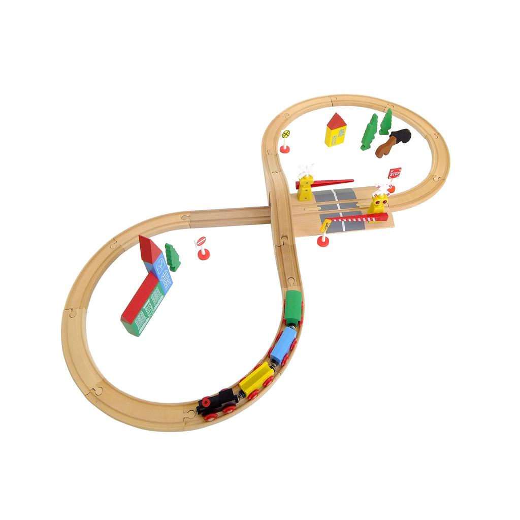 Деревянные рельсы, простые и легкие в сборке, набор для игры в восьмерку, звуковой набор для железнодорожного переезда, игрушечный поезд Maxim, обучающая игрушка в подарочной упаковке
