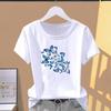(Asian Size) Fashion Print Graphic Tee Butterfly Lovely Style Trend 90s Female Casual T Clothing Casual Women's Summer Top Short Sleeve T-shirt