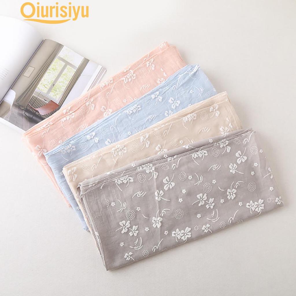 Длинная льняная шаль с цветочным принтом для отдыха, пляжный шарф с защитой от ультрафиолета, палантин