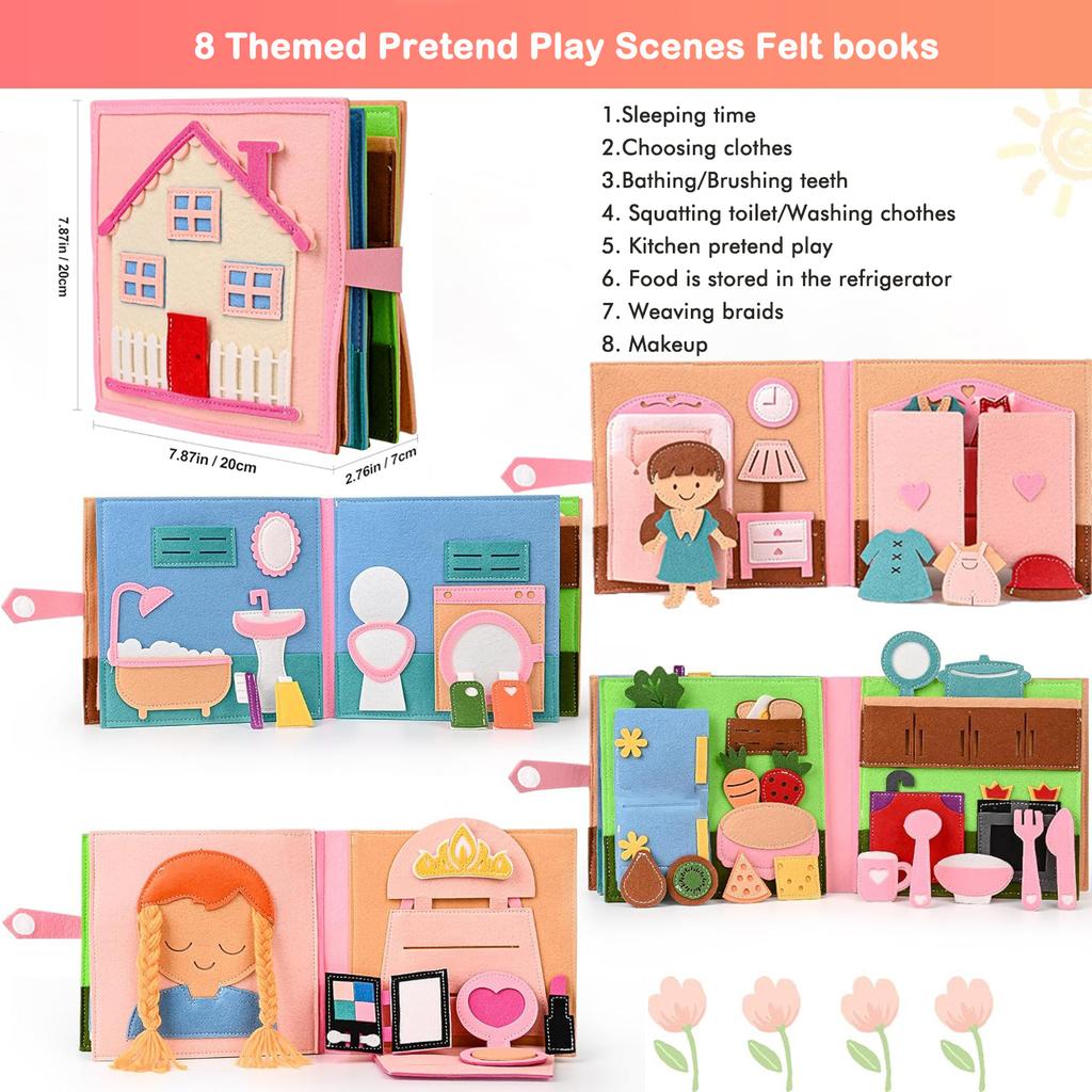 Toddlers Montessori Toy Busy Book 3D Baby Story Cloth Activities Felt Quite Book Board Preschool Learning Education Travel Toys