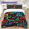 Fun colorful style Pattern Bedding,Quilt Set Quilt Cover Pillowcase Home Birthday Gift (1*duvet cover+2*pillowcase,without core)ZSJT0917444