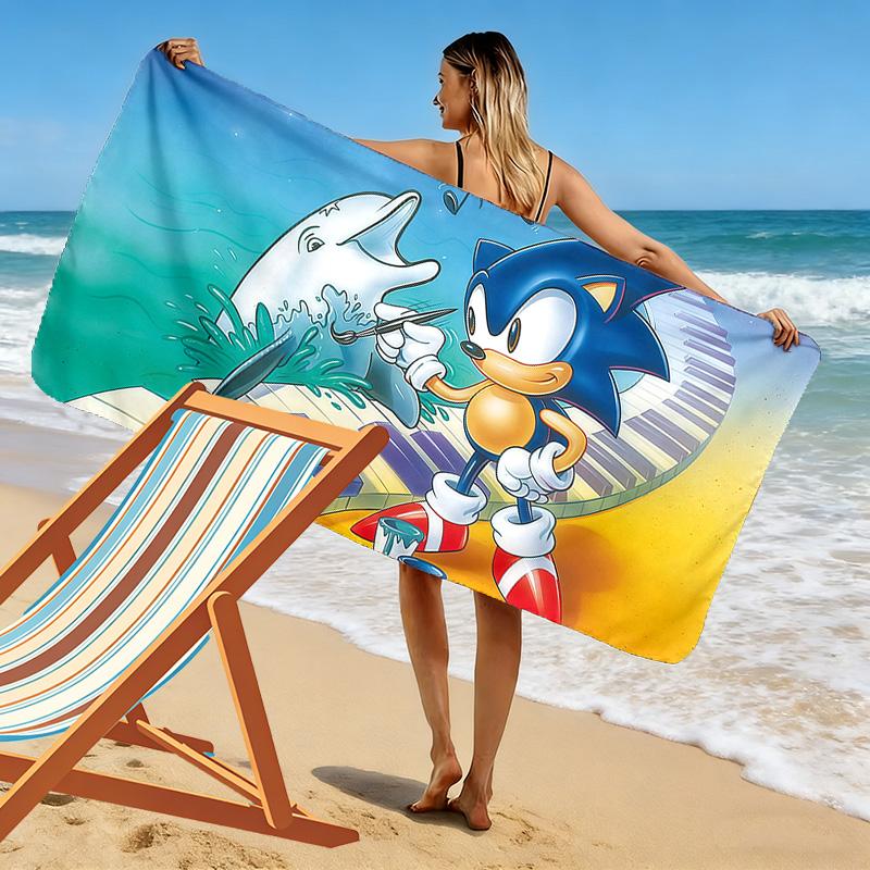 Sonic the Hedgehog3 Print Beach Towel, Large Soft Quick Dry Towel for Beach Camping Swimming