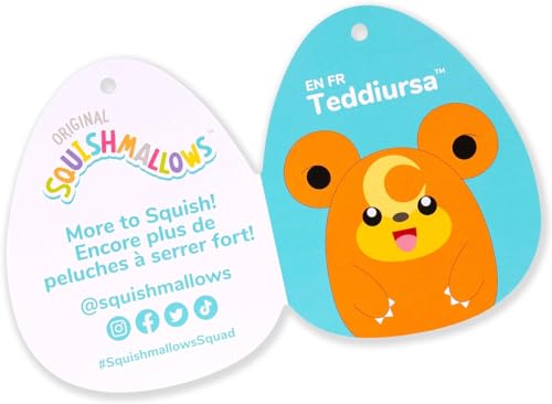Squishmallow Pokémon 14-inch Teddiursa Plush - Add Teddiursa to your team. Ultra Soft Medium Plush - Plush, Official Kelly Toy