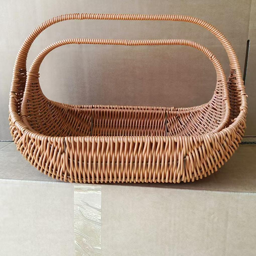 Imitation Rattan PP Picnic Basket Simple And Sturdy Comfortable Grip Handheld