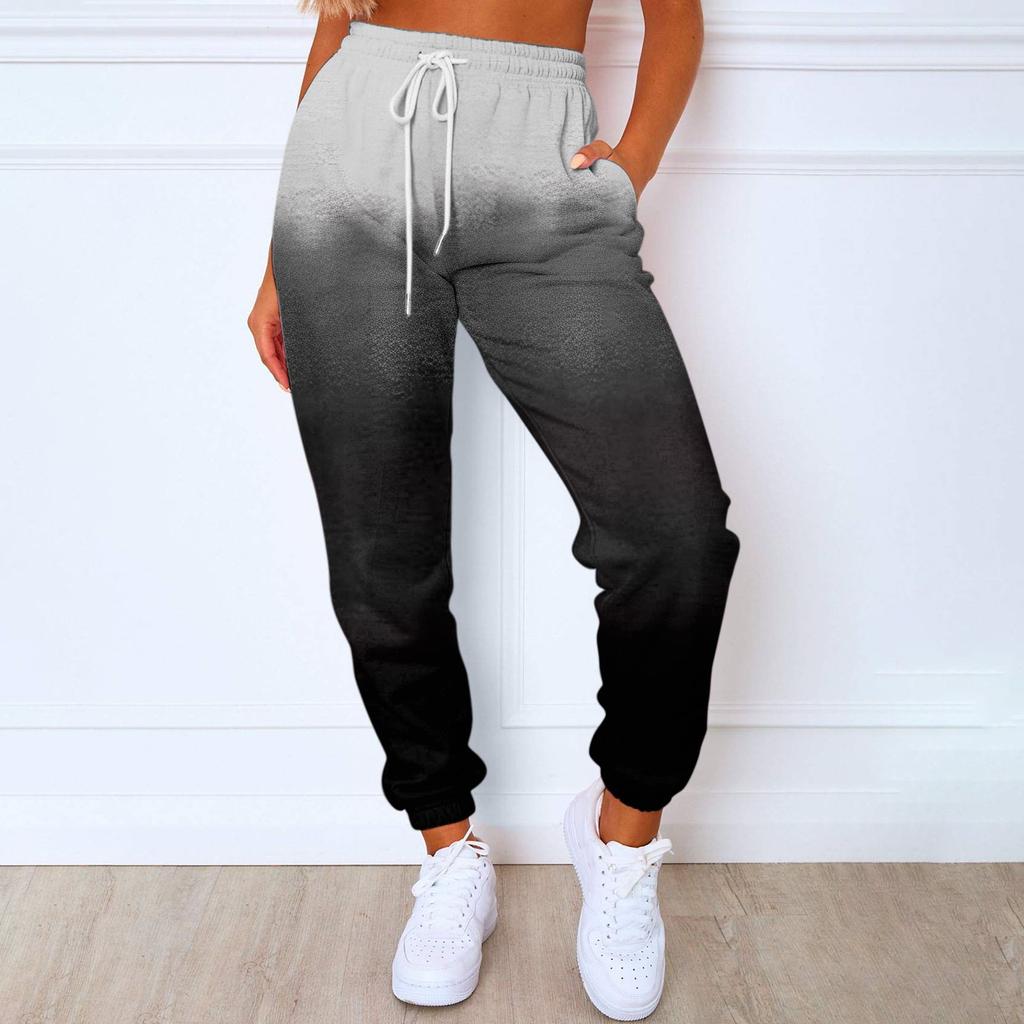 Женские модные спортивные повседневные спортивные штаны с карманами и шнурком с принтом