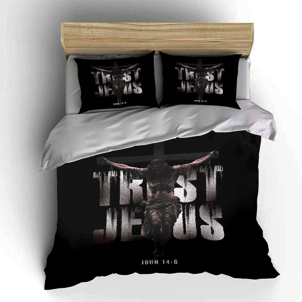 Trust Jesus Christian Art Bedding Duvet Cover Set Duvet Cover Pillowcases (1*Duvet Cover 2*Pillowcases, without duvet insert)