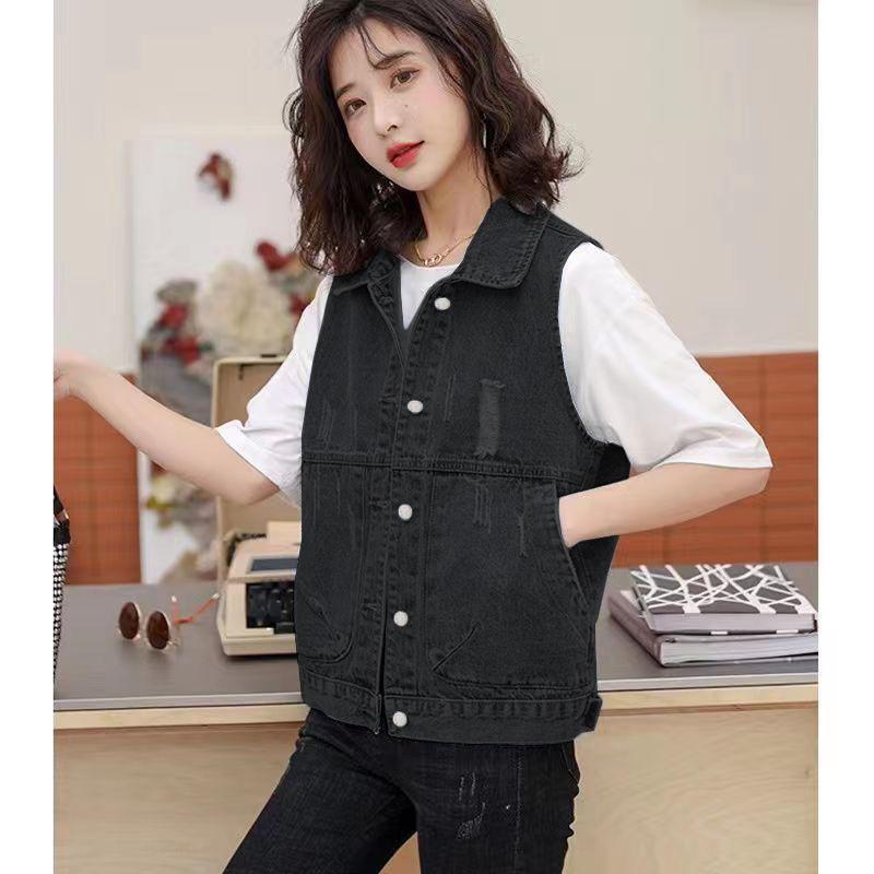 Весна и лето новый женский джинсовый жилет с большим карманом свободный корейский жилет куртка