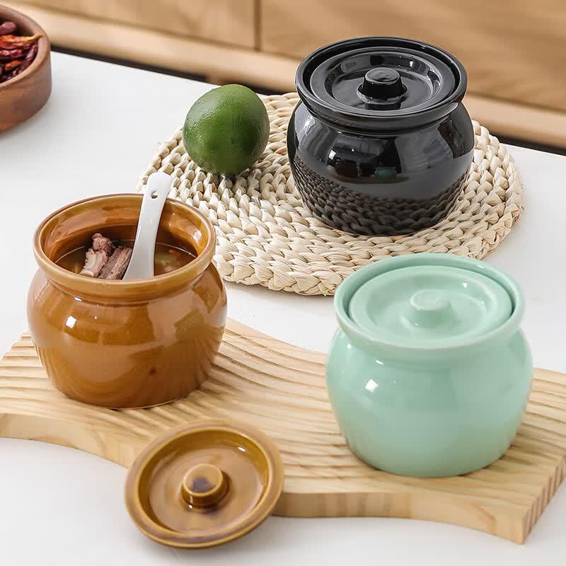 Керамические индивидуальные горшочки для тушения с ложками (4-Pack)