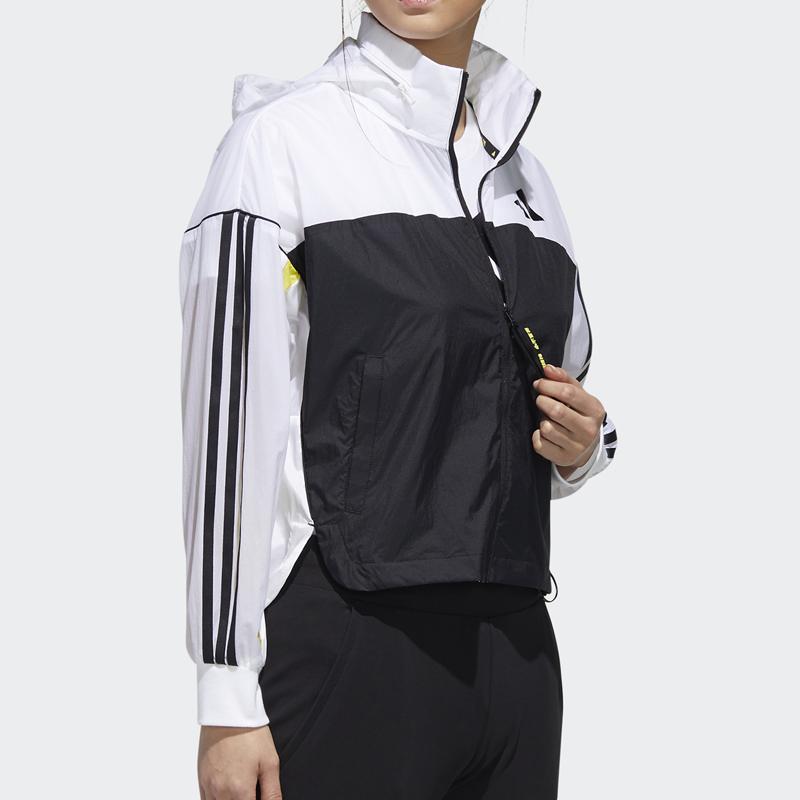 adidas Ветровка с цветными блоками, женская верхняя одежда, черный, белый цвет GF0132