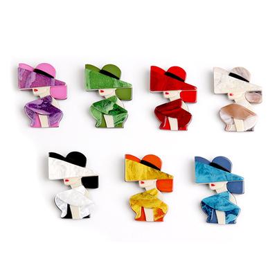 Core Blue Modern Hat Girl Брошь Pin Акриловые Внешняя Торговля Корсаж Аксессуары Одежда