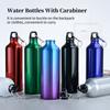 750mL Water Bottles with Carabiner Portable Aluminum Water Bottle Reusable Leakproof Water Jug for