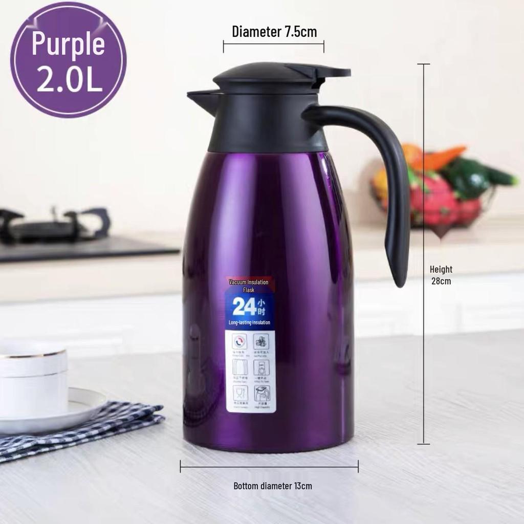 2L Stainless Steel Vacuum Insulated Coffee Kettle: Large Capacity Hot Water Bottle for Household Use - Great Gift