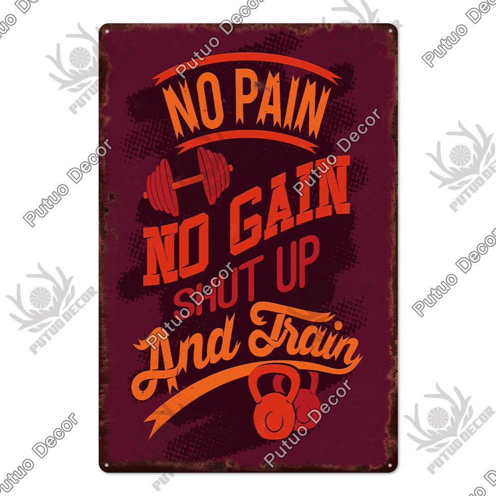 Mfoever Tin Sign Decor Gym Vintage Tin Signs Plaque Metal Plates Retro Posters Work Out Wall Art Decorative for Home Man Cave Gym Room